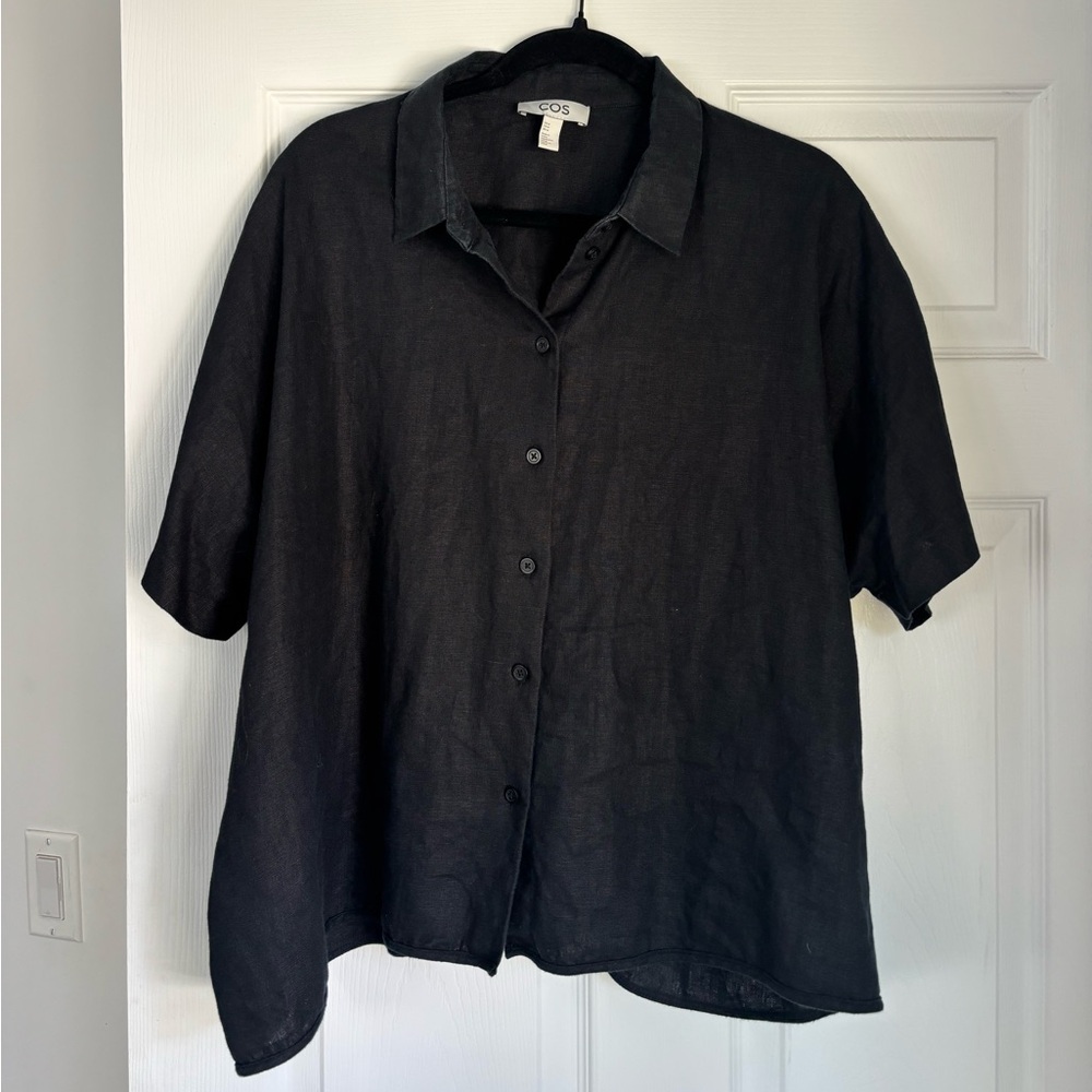 COS Black Short-Sleeve Button Front Shirt - Picture 3 of 3